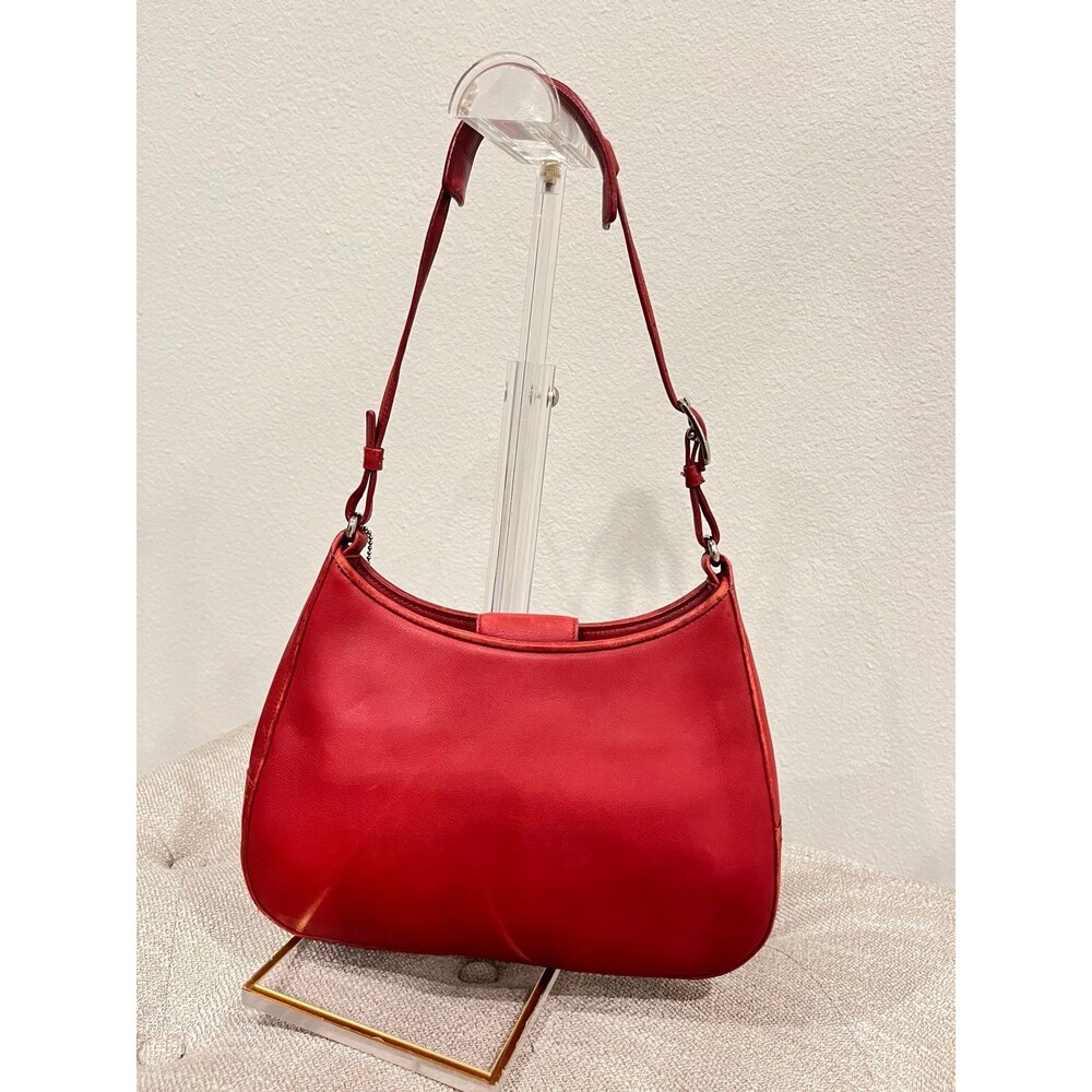 Coach Red Leather Shoulder Bag Purse - Picture 8 of 8
